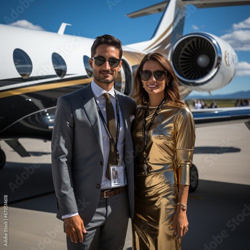 private flying by rich people and business people in their own planes for vacation and luxury and business, ai generated