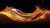 Cooking oil wave splashing or petrol liquid background. Orange wave banner with free place for text