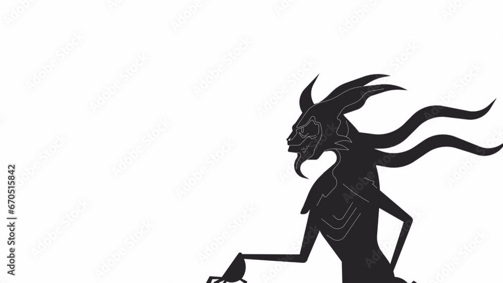 Walking scary monster with horns bw outline 2D character animation. Demon creature with gills monochrome linear cartoon 4K video. Mythological monster animated personage isolated on white background Walking scary monster with horns bw outline 2D character animation. Demon creature with gills monochrome linear cartoon 4K video. Mythological monster animated personage isolated on white background