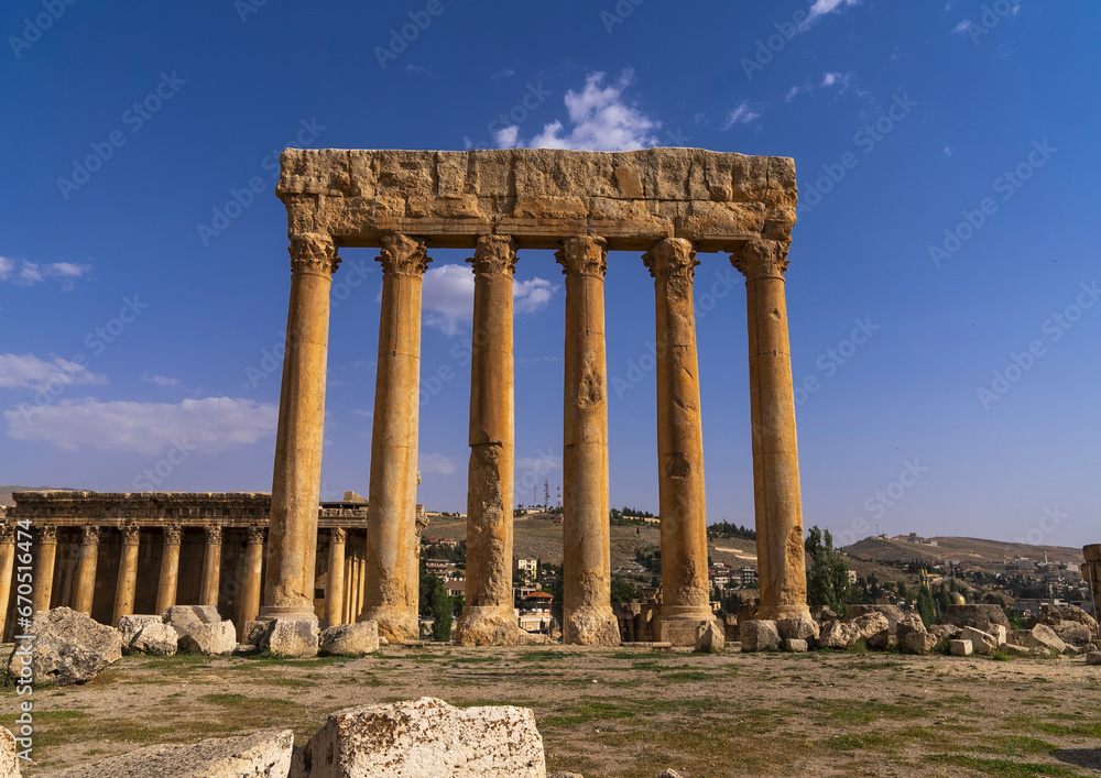 Roman temple of Jupiter in the archaeological site, Baalbek-Hermel Governorate, Baalbek, Lebanon Roman temple of Jupiter in the archaeological site, Baalbek-Hermel Governorate, Baalbek, Lebanon