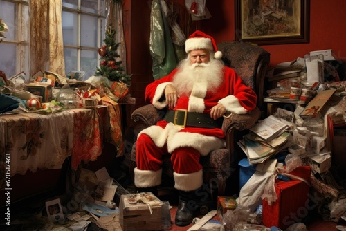 Santa Claus in the USSR style in a chair in the apartment photo