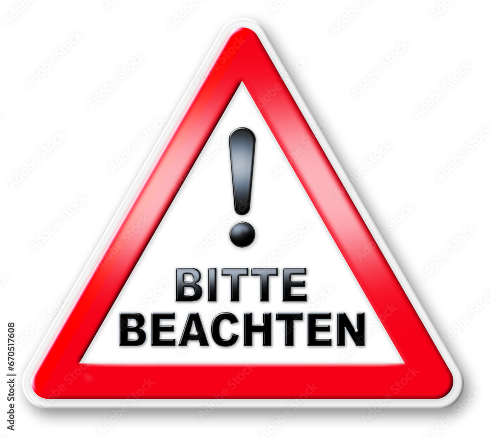 SCHILD BITTE BEACHTEN 3D SCHILD BITTE BEACHTEN 3D