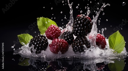 berries falling into water