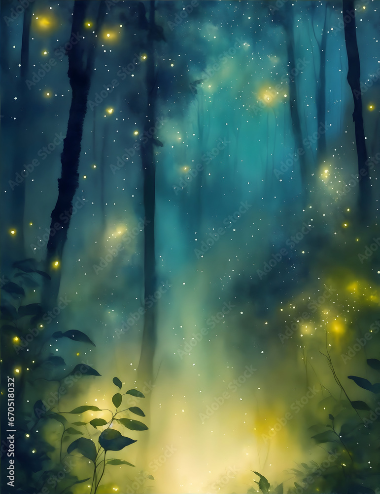 Firefly in the jungle at night