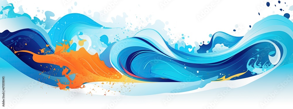 Summer background and banner with water splash and wave Summer background and banner with water splash and wave