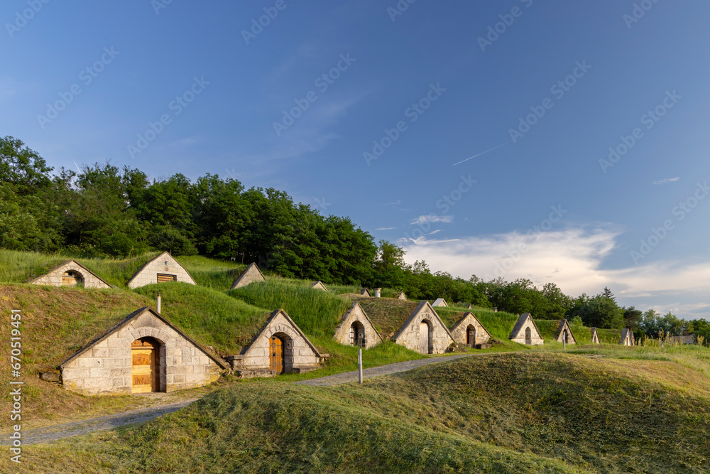Obraz premium Gombos-hegyi pincesor in Hercegkut, UNESCO site, Great Plain, North Hungary