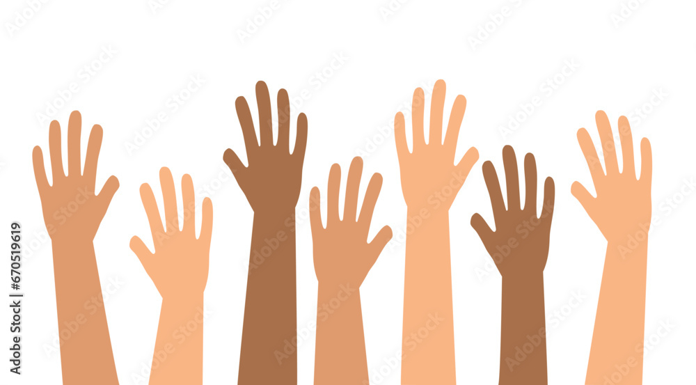Multiethnic Diverse Hands Raised Up