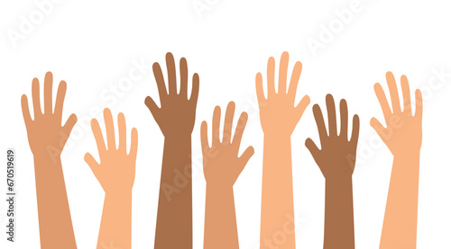 Multiethnic Diverse Hands Raised Up