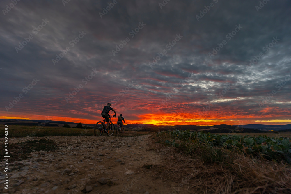 Obraz premium Sunset in Bile Karpaty, Slovakia