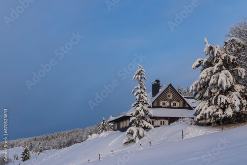 Winter landscape around Mala Upa, Giant Mountains (Krkonose), Eastern Bohemia, Czech Republic