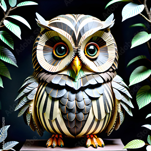 Paper's Enchanting Night: Creative Art of Secrets and Adventures Unfolding in the Company of Adorable Paper Owls.(Generative AI)
