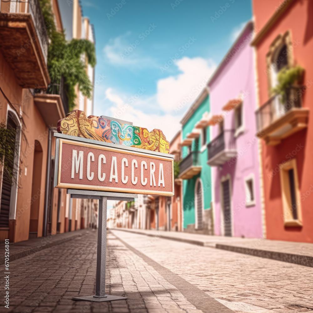 Street Signage in Latin City Mockup - Mexican City Mockup Generative AI