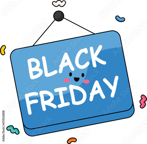 Black Friday Board Cute Vector Sticker 