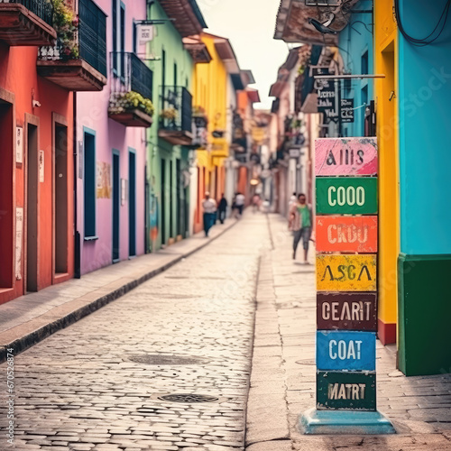 Street Signage in Latin City Mockup - Mexican City Mockup Generative AI