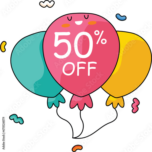 Sale Balloon Cute Vector Sticker 