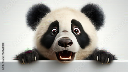Surprised Panda. Isolated on white background