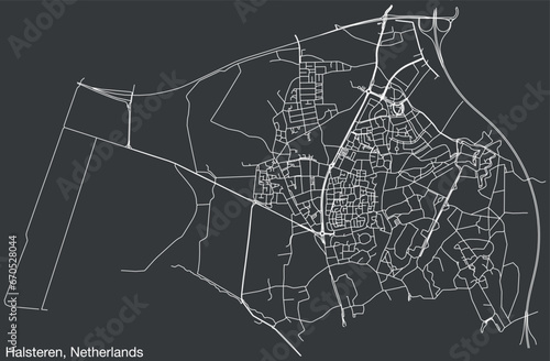 Detailed hand-drawn navigational urban street roads map of the Dutch city of HALSTEREN, NETHERLANDS with solid road lines and name tag on vintage background photo