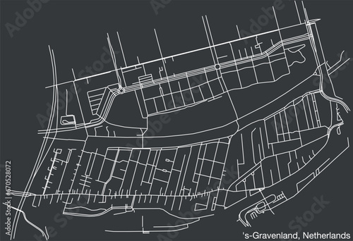 Detailed hand-drawn navigational urban street roads map of the Dutch city of 'S-GRAVENLAND, NETHERLANDS with solid road lines and name tag on vintage background