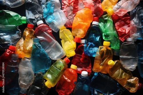 set of plastic bottles prepared for recycling