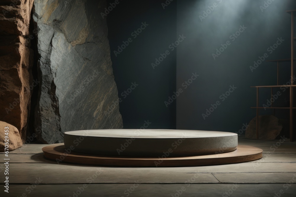 Stone podium for display product. Background for cosmetic product branding, identity and packaging Stone podium for display product. Background for cosmetic product branding, identity and packaging