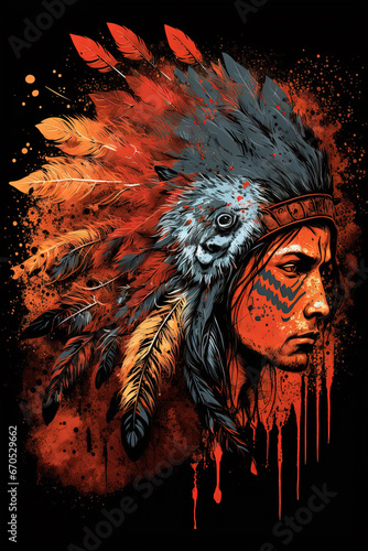 Tattoo. Wolf. Indian roach. Generative AI