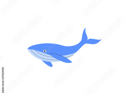 Whale in flat style. Sea animal. World Whale Day. Underwater world. Marine sea-life. Protect ocean and marine mammals. Vector illustration for print  card  logo  poster  banner.