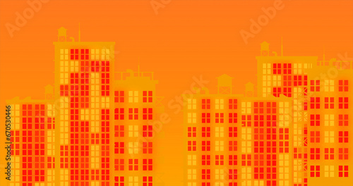 Moon with light building in high resolution. City light buildings background in colorful.