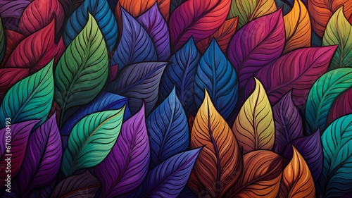 Different Color Leaves Pattern Generative AI
