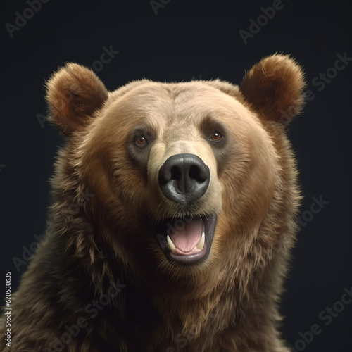 Image of bear head on black background. Wildlife Animals.