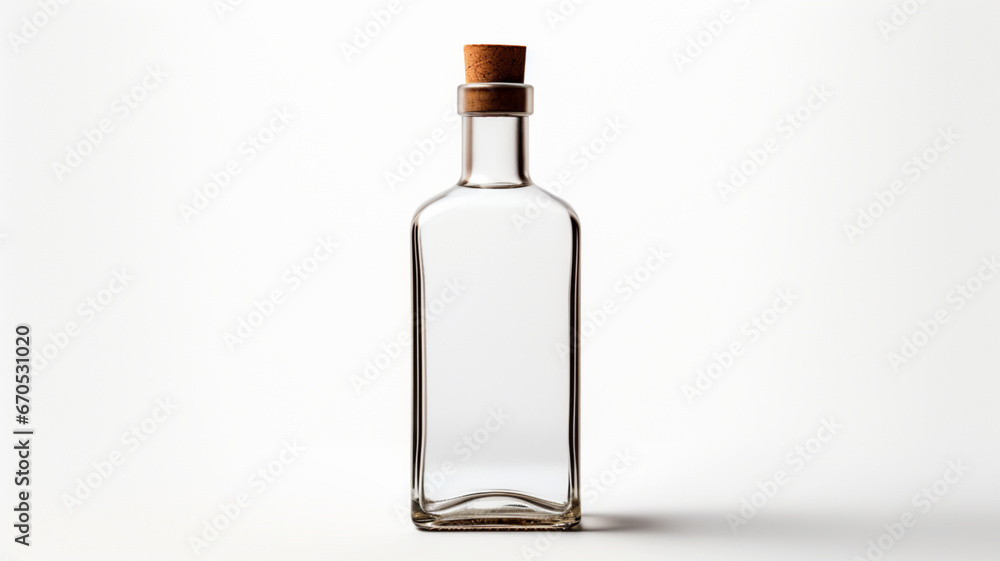 Empty Glass Bottle on White Background Generative AI Empty Glass Bottle on White Background Generative AI