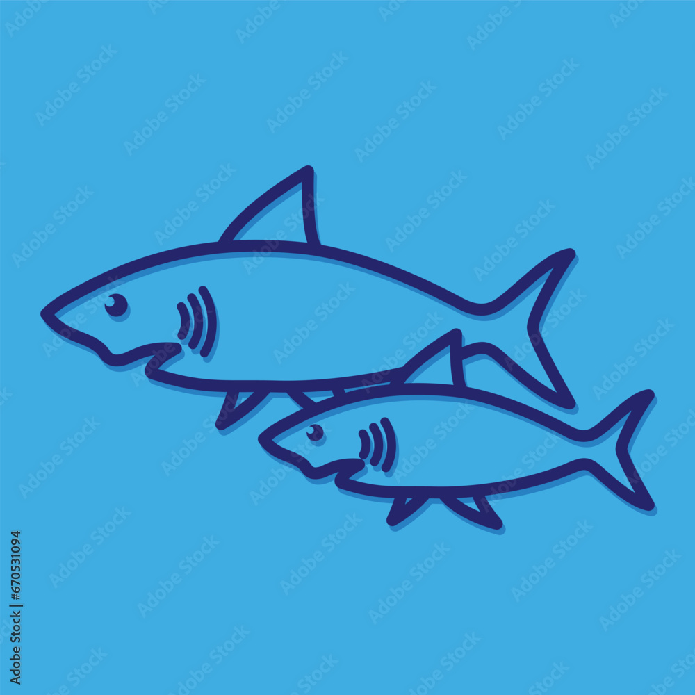 Obraz premium shark fish vector illustration, free vector fish logo template