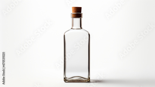 Empty Glass Bottle on White Background Generative AI