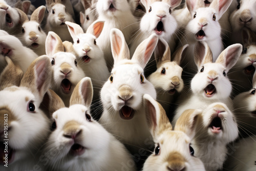 Muchos conejos sorprendidos. photo