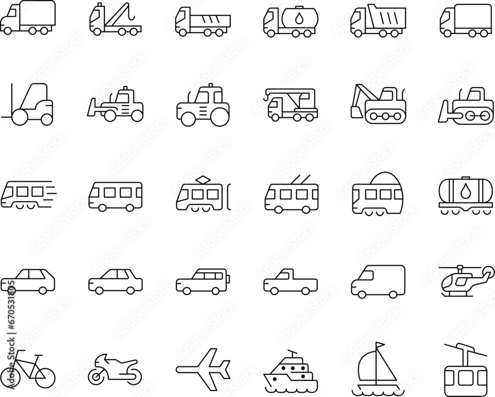 Vehicle Vector Flat Icons Pack