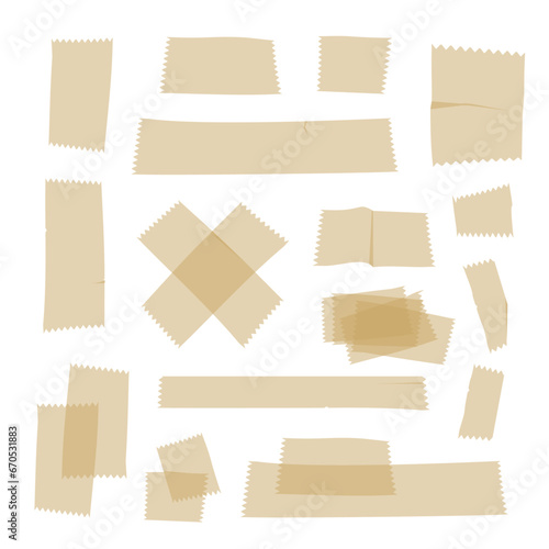 Vector Adhesive Tape Pieces Set Grunge Opacity Collage Element Transparent Background PNG