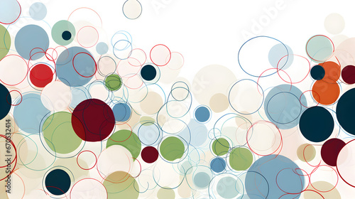 HQ Abstract Colorful Random Circles Seamless Pattern on White Background, Hand Drawed Style Decoration