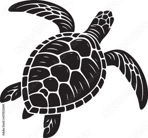 Turtle Marine Animal Vector, Sea Turtle Silhouette Clipart