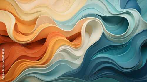 HQ Abstract Pastel Curve Illustration, Smooth Colored Waves Background 4K