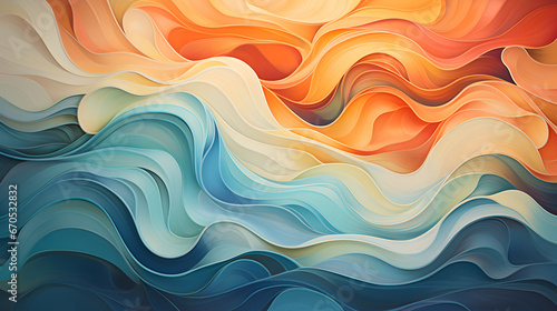 HQ Abstract Pastel Curve Illustration, Smooth Colored Waves Background 4K photo