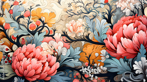 Abstract Colorful and Intricate Floral Pattern, Sharp and Vivid Colors. HQ 4K Detailed