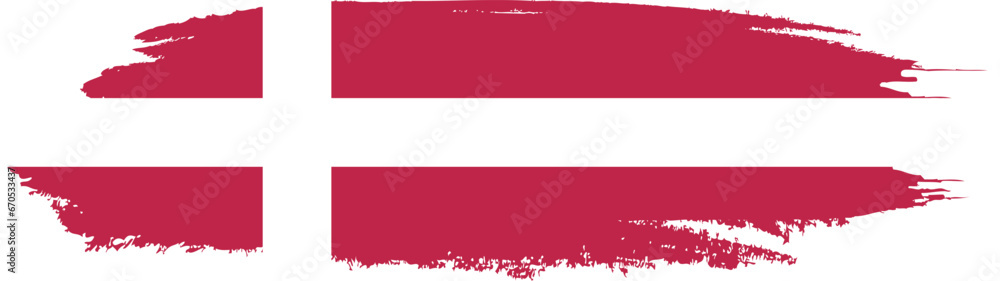 Denmark flag on brush paint stroke.
