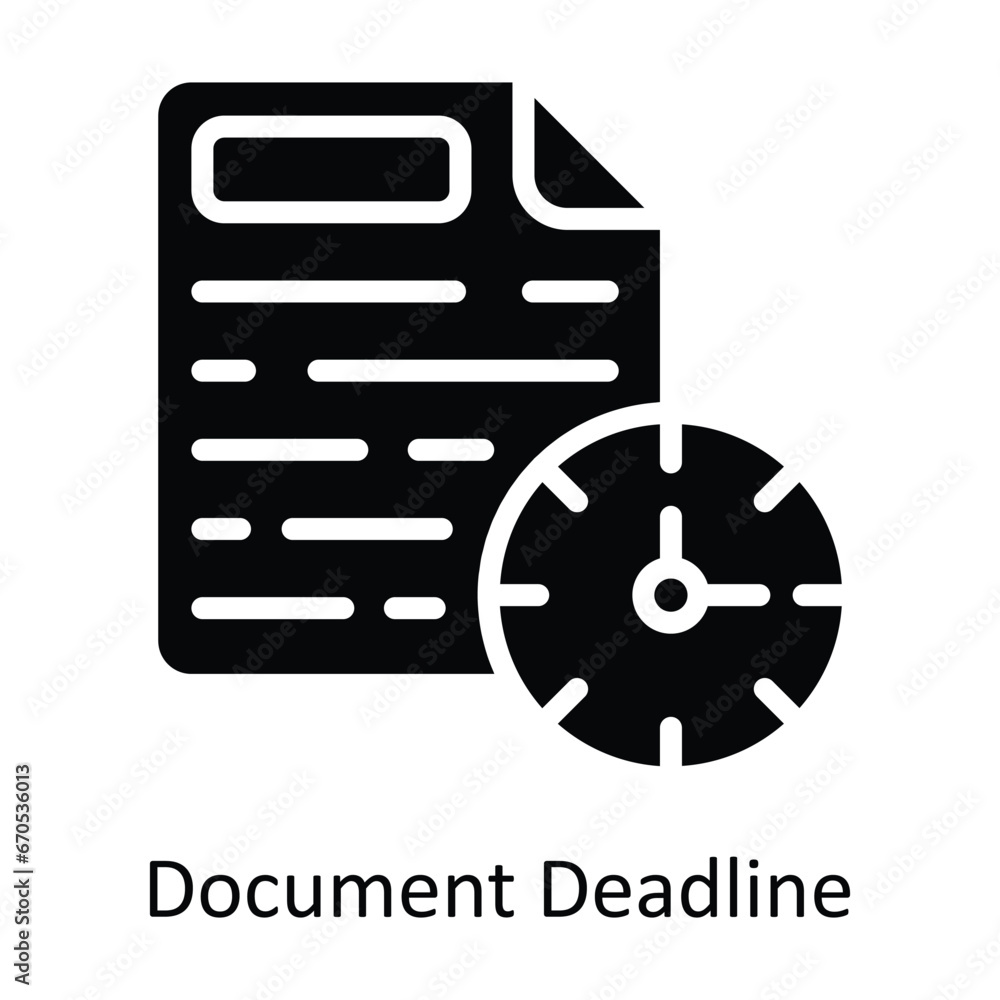 Document Deadline vector Solid Design illustration. Symbol on White background EPS 10 File Document Deadline vector Solid Design illustration. Symbol on White background EPS 10 File