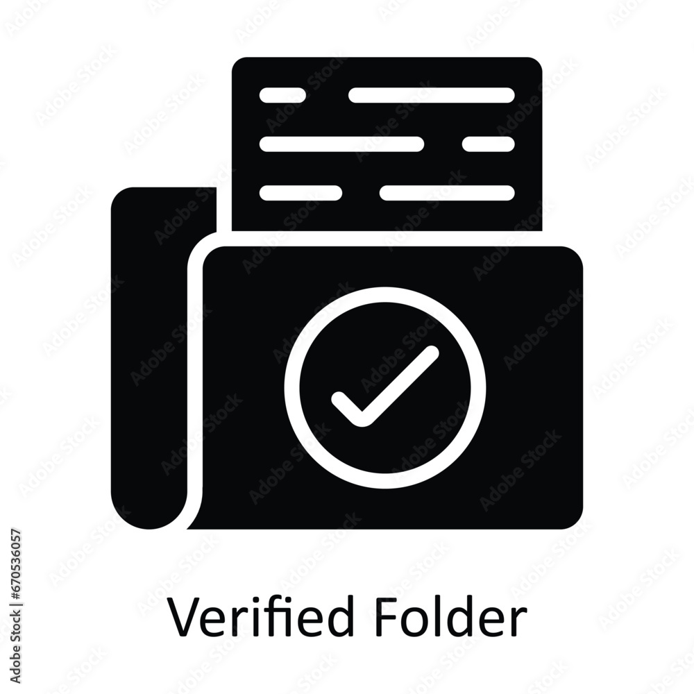 Verified Folder vector Solid Design illustration. Symbol on White background EPS 10 File Verified Folder vector Solid Design illustration. Symbol on White background EPS 10 File