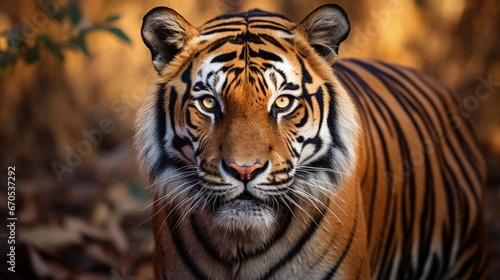 wild royal bengal tiger portrait in wildlife safari at ranthambore national park or tiger reserve rajasthan india - panthera tigris tigris photo