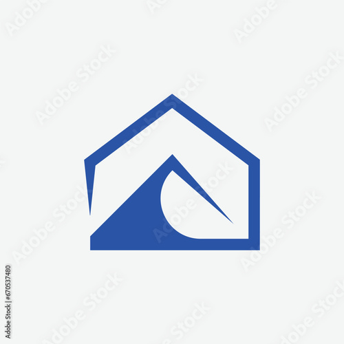 mountain peak house property real estate logo design