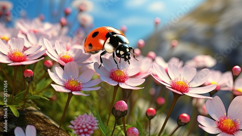 Full HD Image Ladybird on a Flower.