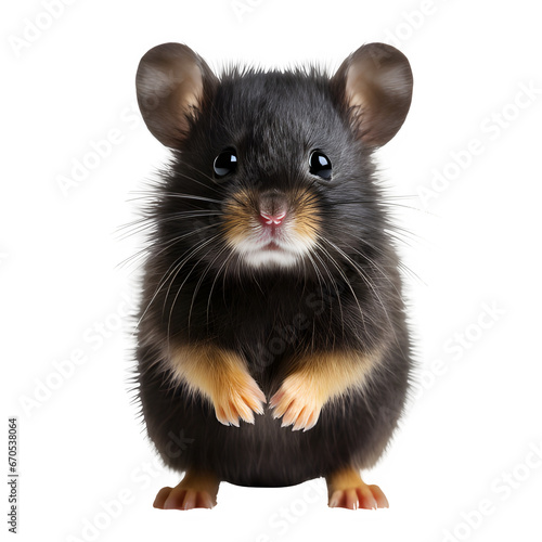 cute black hamster isolated on transparent background ,generative ai 