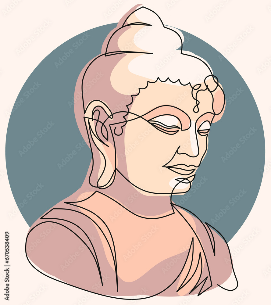 Buddha drawn with one line, Symbol of Buddhism Buddha drawn with one line, Symbol of Buddhism