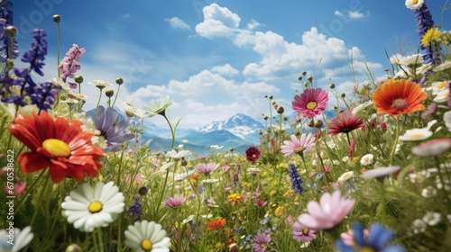 Meadow with blooming colorful summer flowers, Germany