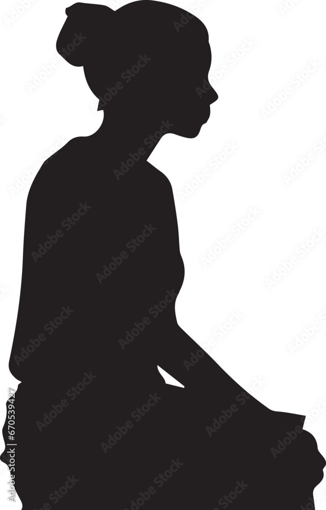 Silhouette of a girl with yoga position vector illustration